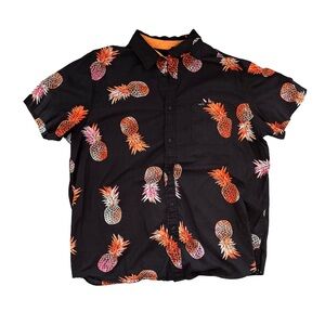 Matix Black Shirt with Orange Pineapple Print